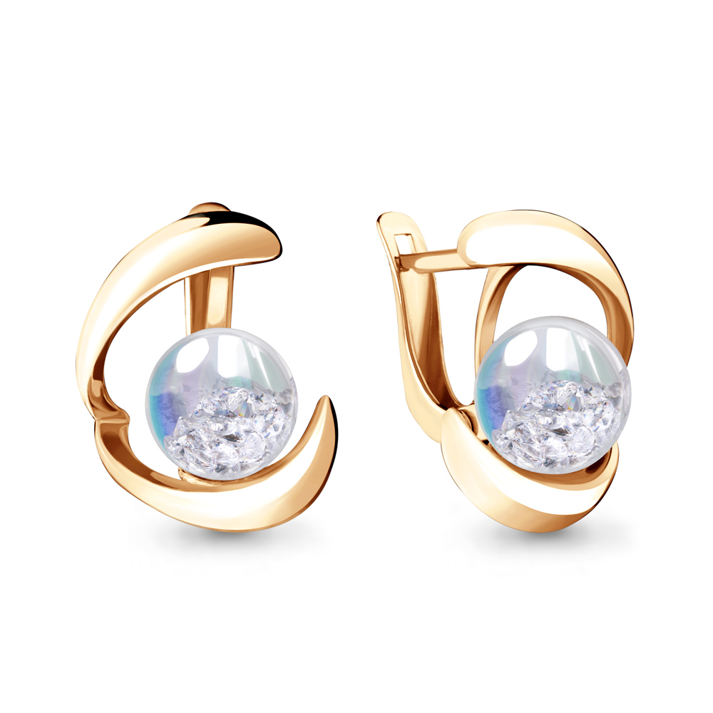 45390П Серьги из Золота с стёклами из коллекции "French ball"