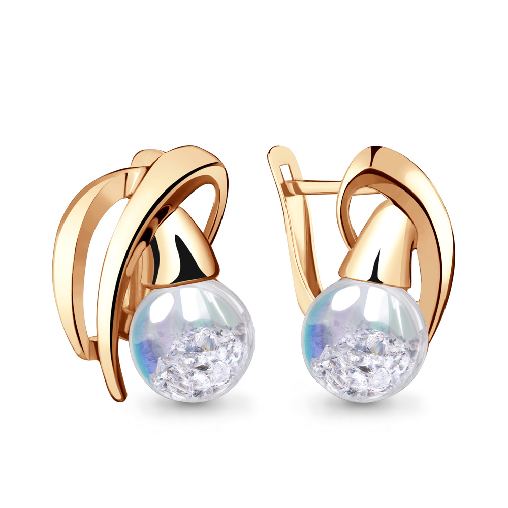 45391П Серьги из Золота с стёклами из коллекции "French ball"
