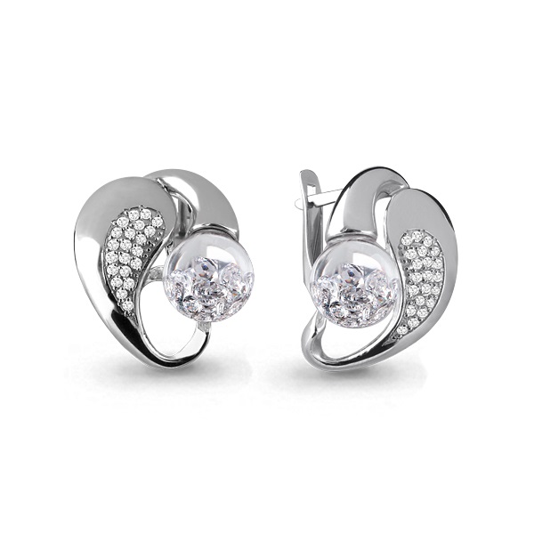 45393 Серьги из Серебра с стёклами, фианитами