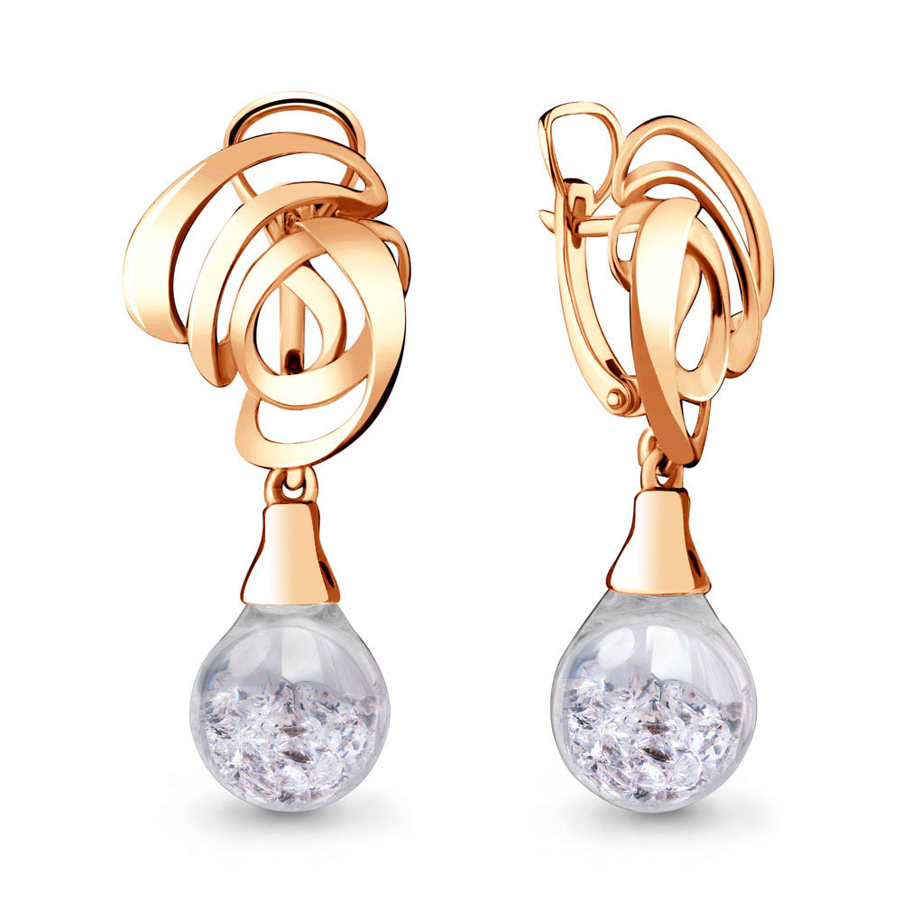 45395 Серьги из Золота с стёклами из коллекции "French ball"