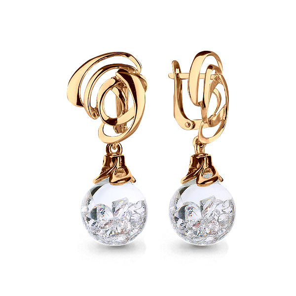 45396 Серьги из Золота с стёклами из коллекции "French ball"