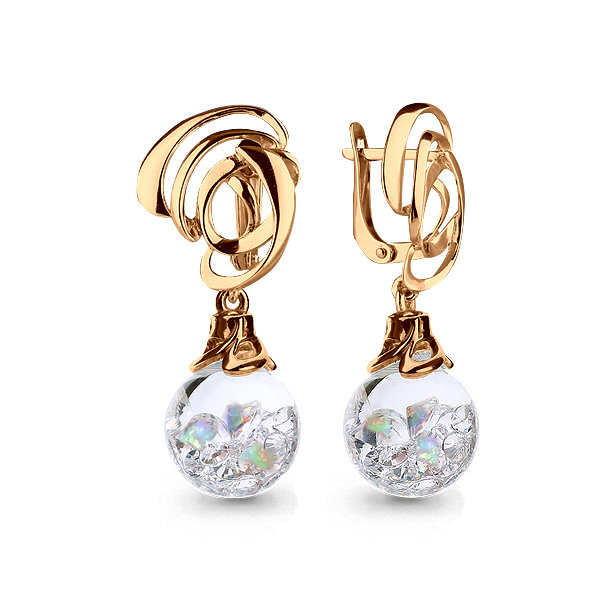 45396П Серьги из Золота с стёклами из коллекции "French ball"