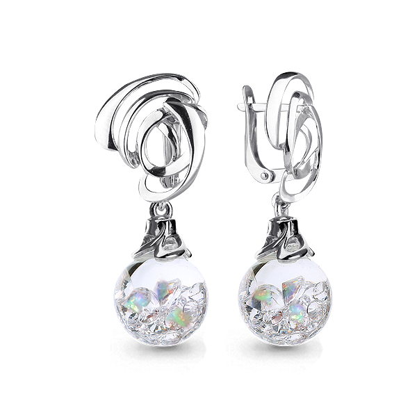 45396П Серьги из Серебра с стёклами из коллекции "French ball"