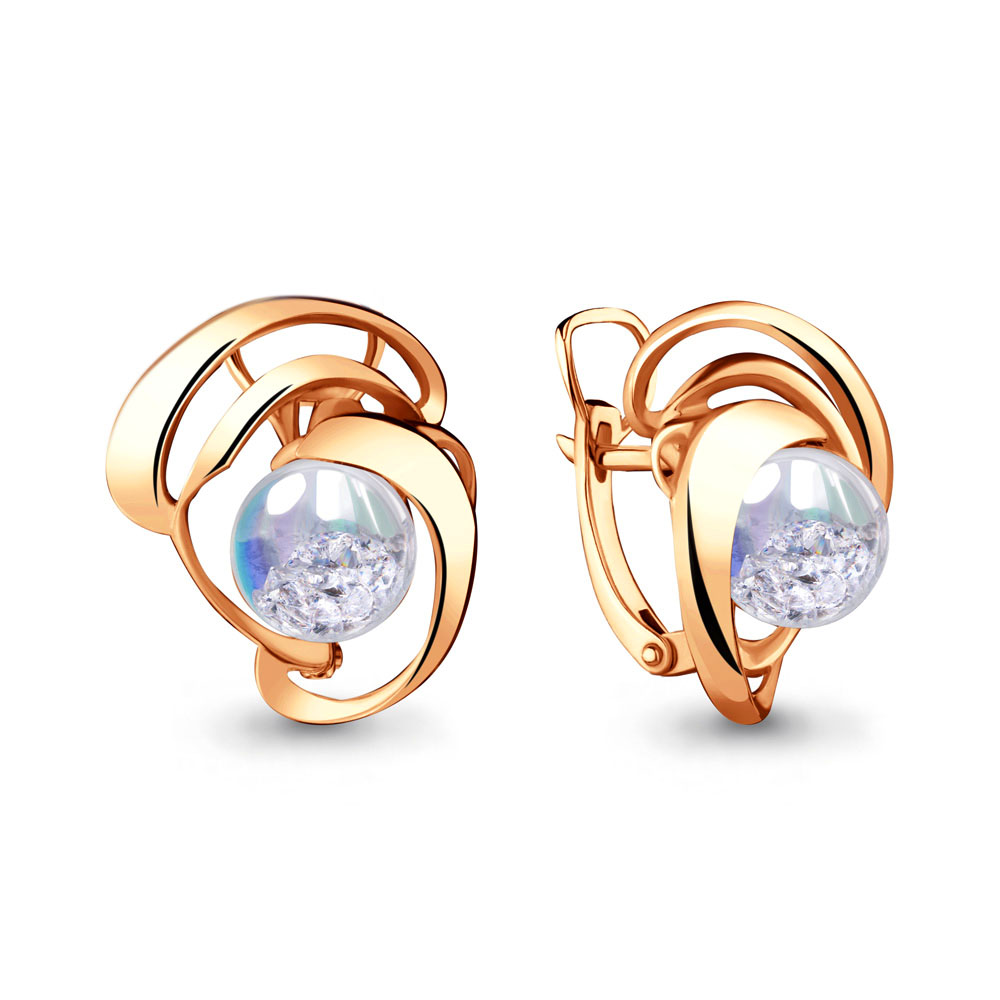 45397П Серьги из Золота с стёклами из коллекции "French ball"