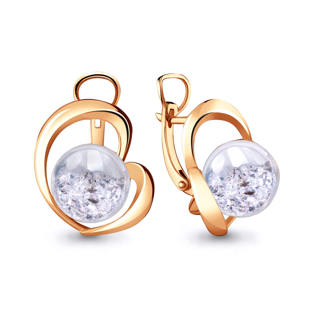 45475 Серьги из Золота с стёклами из коллекции "French ball"