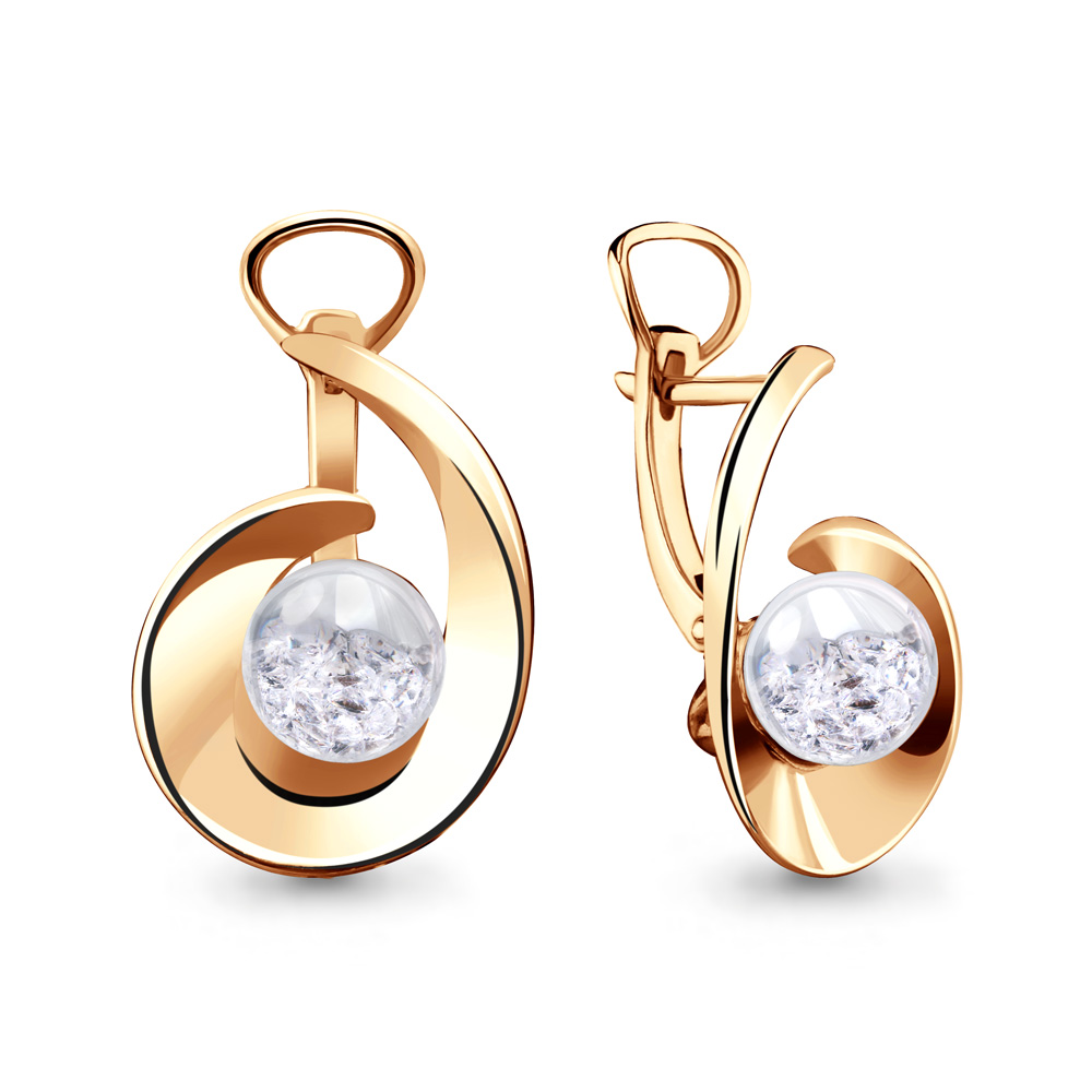 45480 Серьги из Золота с стёклами из коллекции "French ball"