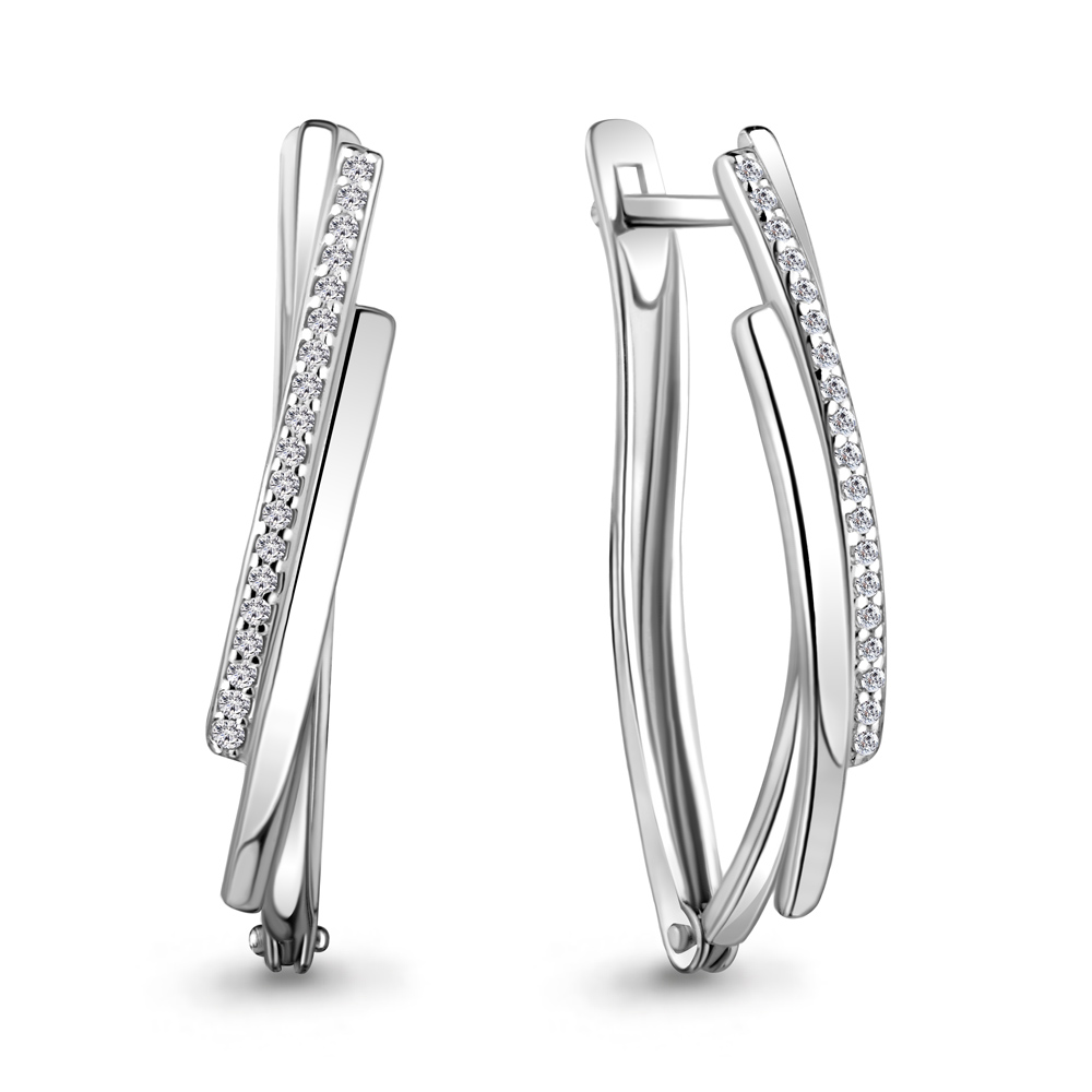 45568А Серьги из Серебра с фианитами из коллекции "Lady Style"