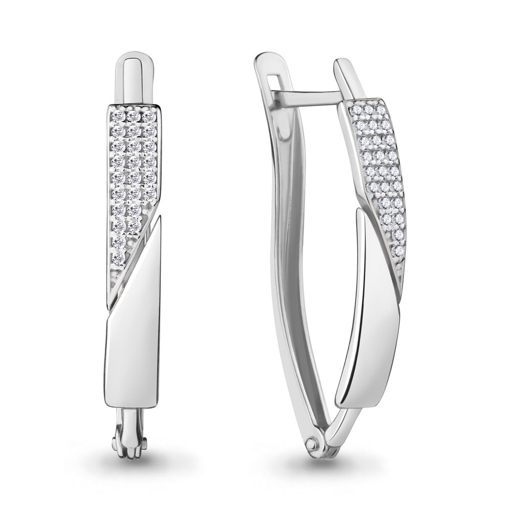 45576А Серьги из Серебра с фианитами из коллекции "Lady Style"