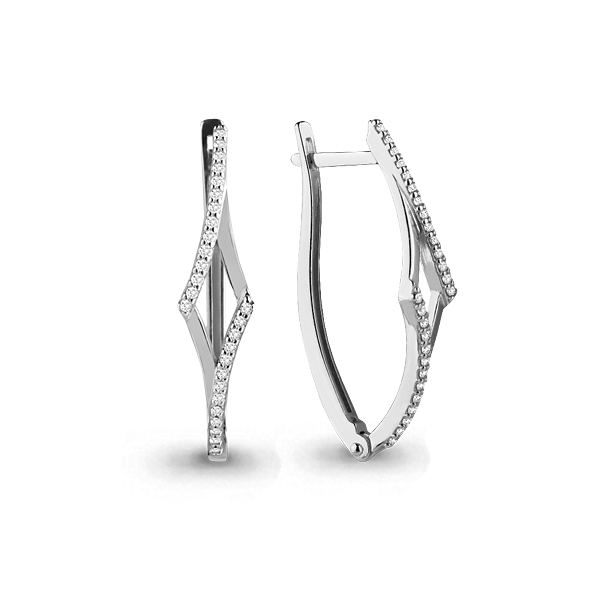 45580А Серьги из Серебра с фианитами из коллекции "Lady Style"
