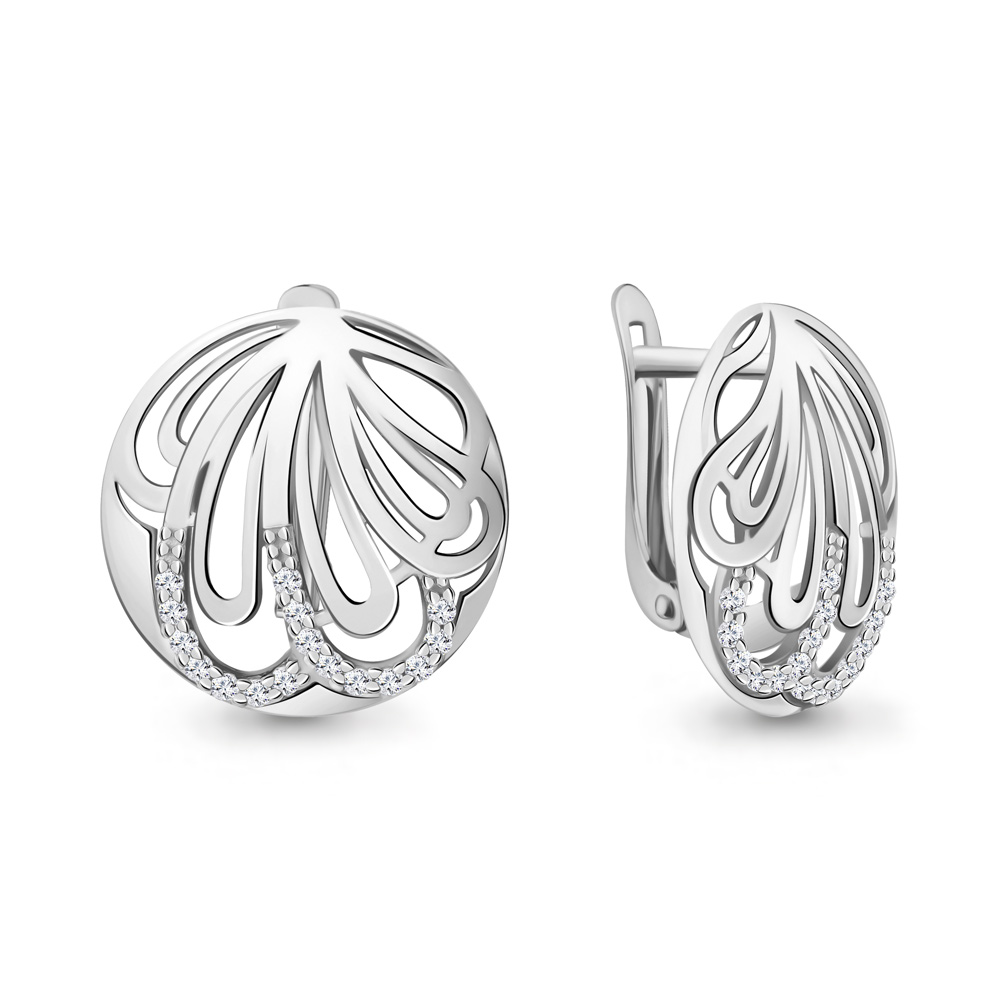 45639А Серьги из Серебра с фианитами