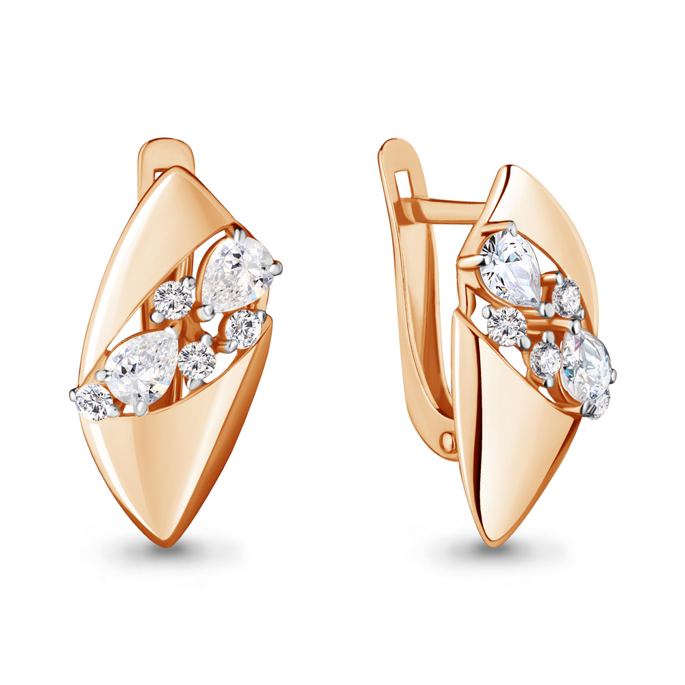 45850А Серьги из Золота с фианитами из коллекции "Fresh"