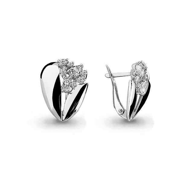 45851А Серьги из Серебра с фианитами из коллекции "Fresh"