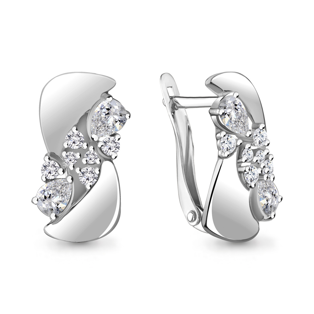 45854А Серьги из Серебра с фианитами из коллекции "Fresh"
