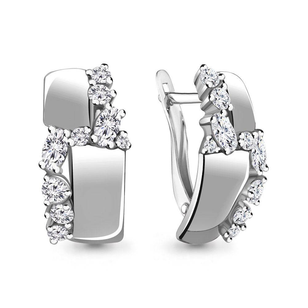 45856А Серьги из Серебра с фианитами из коллекции "Fresh"