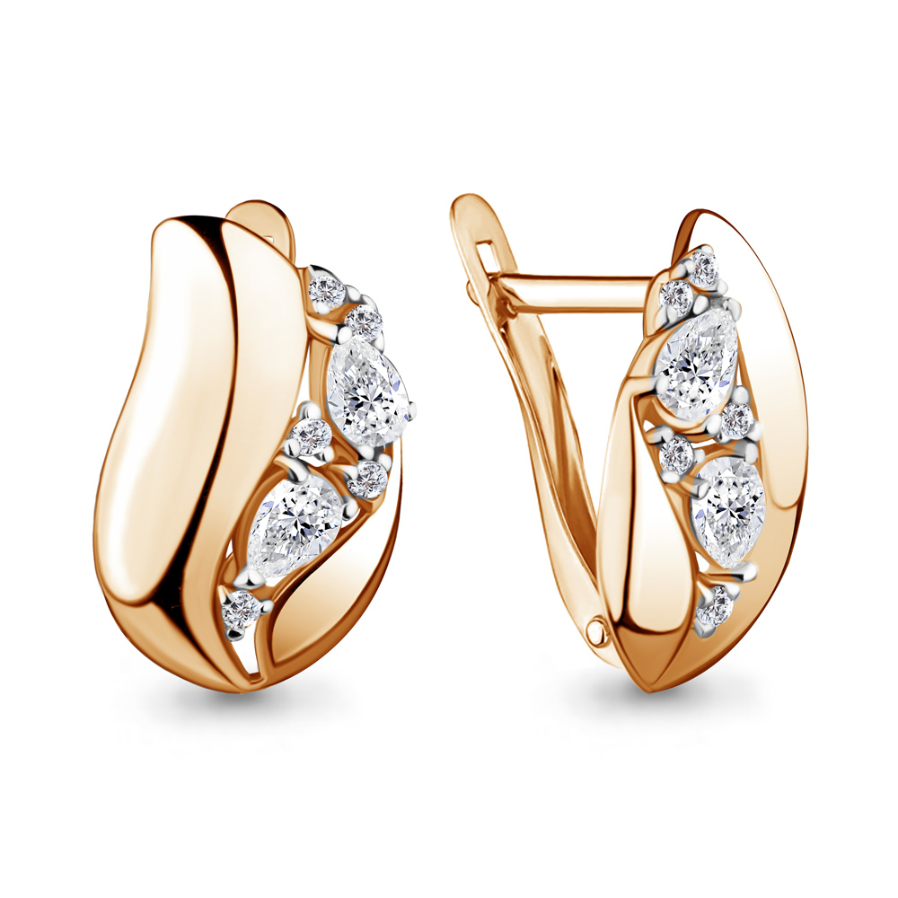 45858А Серьги из Золота с фианитами из коллекции "Fresh"