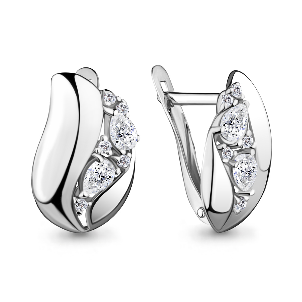 45858А Серьги из Серебра с фианитами из коллекции "Fresh"