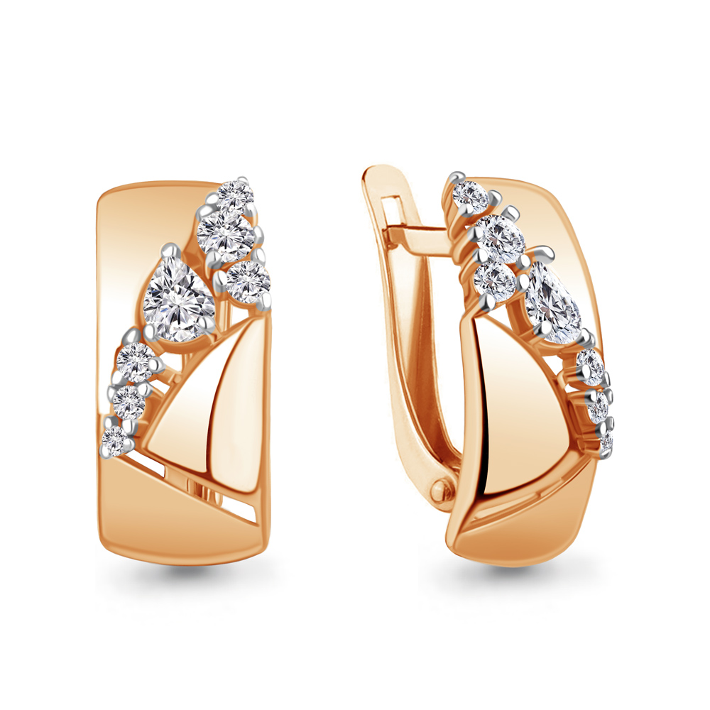 45862А Серьги из Золота с фианитами из коллекции "Fresh"