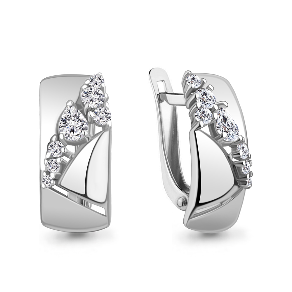 45862А Серьги из Серебра с фианитами из коллекции "Fresh"