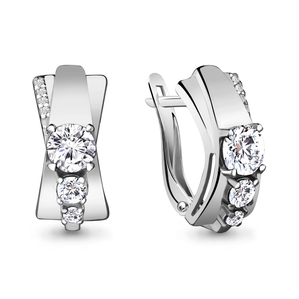 458811А Серьги из Серебра с фианитами