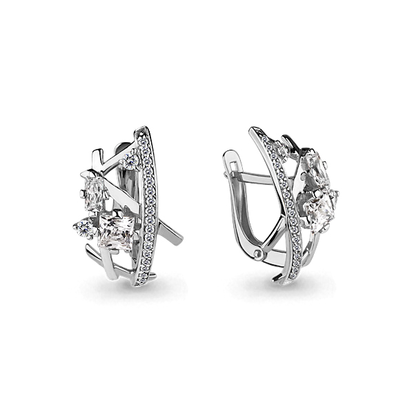 45927А Серьги из Серебра с фианитами из коллекции "Energy"