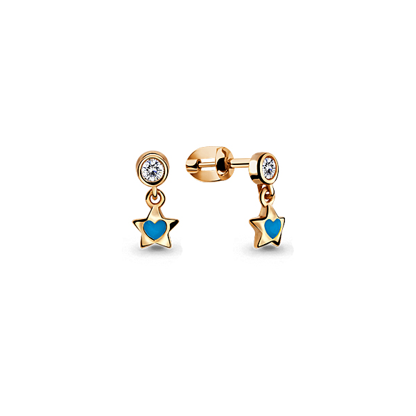 46078А Серьги из Золота с фианитами, эмалью из коллекции "Happy"