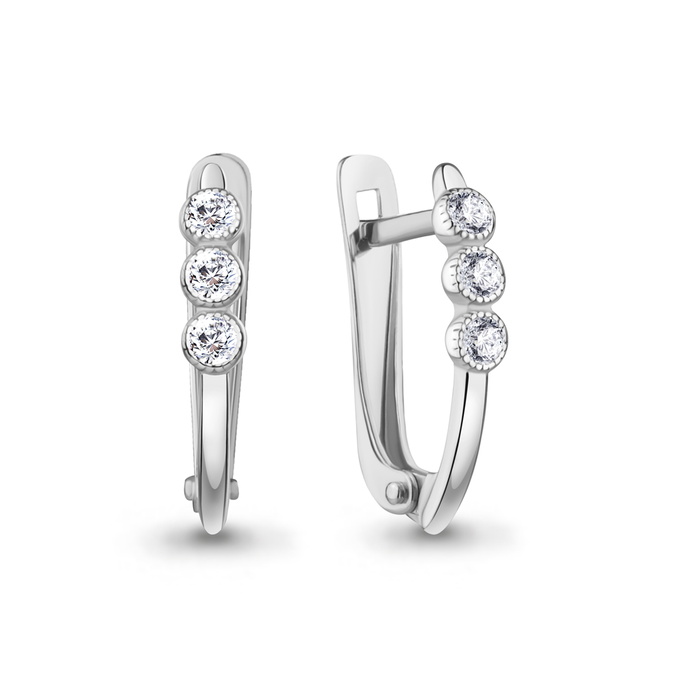 46153А Серьги из Серебра с фианитами