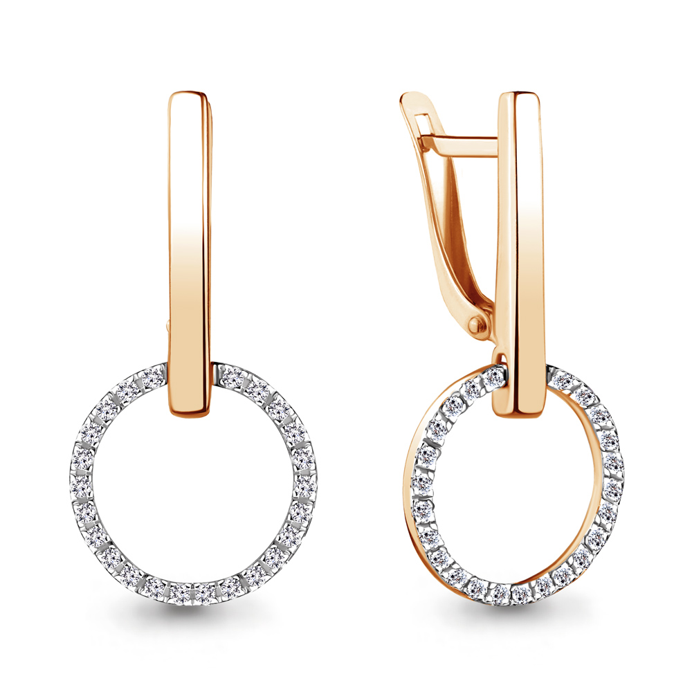 46189А Серьги из Золота с фианитами из коллекции "Geometry"