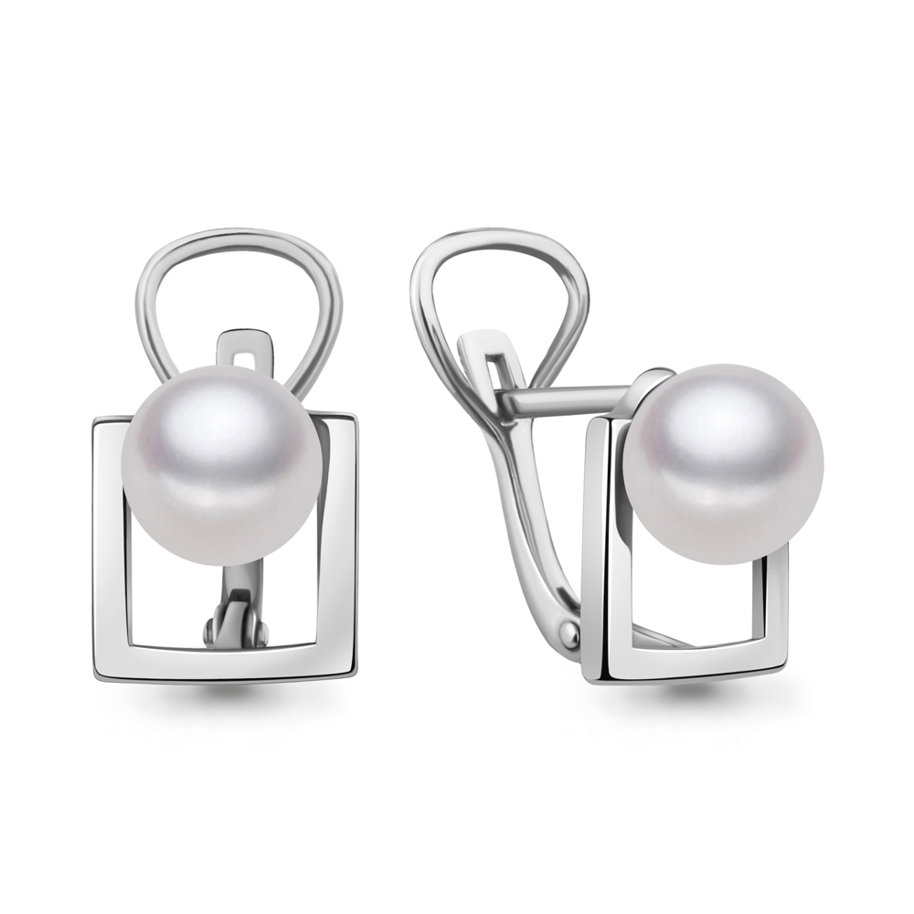 46319 Серьги из Серебра с имитациями жемчуга из коллекции "Афины"