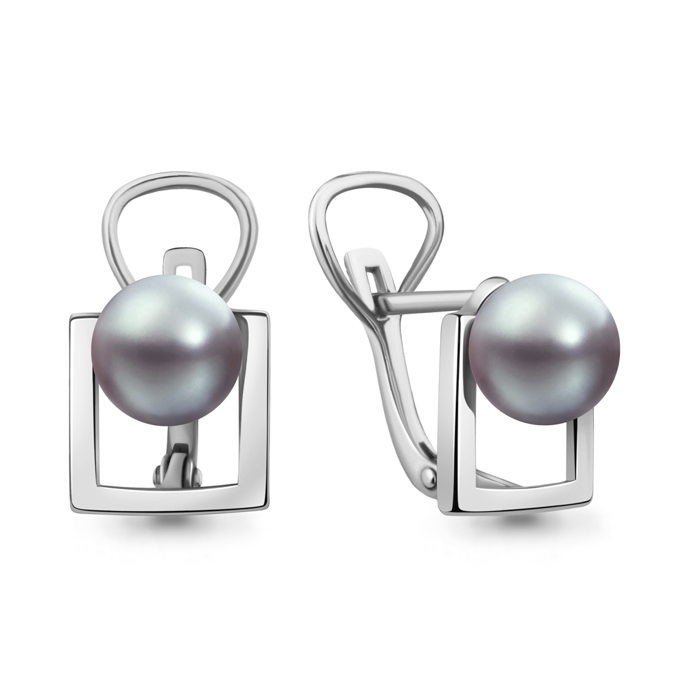 46319Э Серьги из Серебра с имитациями жемчуга