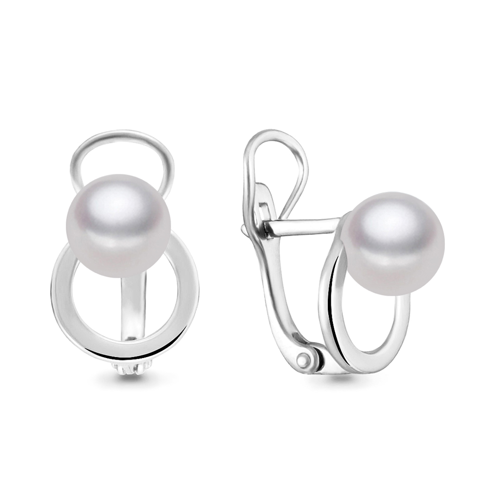 46321 Серьги из Серебра с имитациями жемчуга из коллекции "Афины"