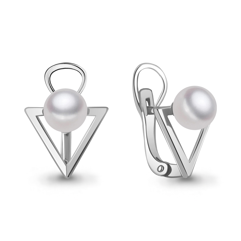 46329 Серьги из Серебра с имитациями жемчуга из коллекции "Афины"