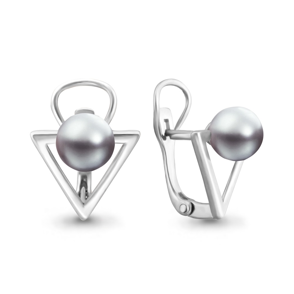 46329Э Серьги из Серебра с имитациями жемчуга