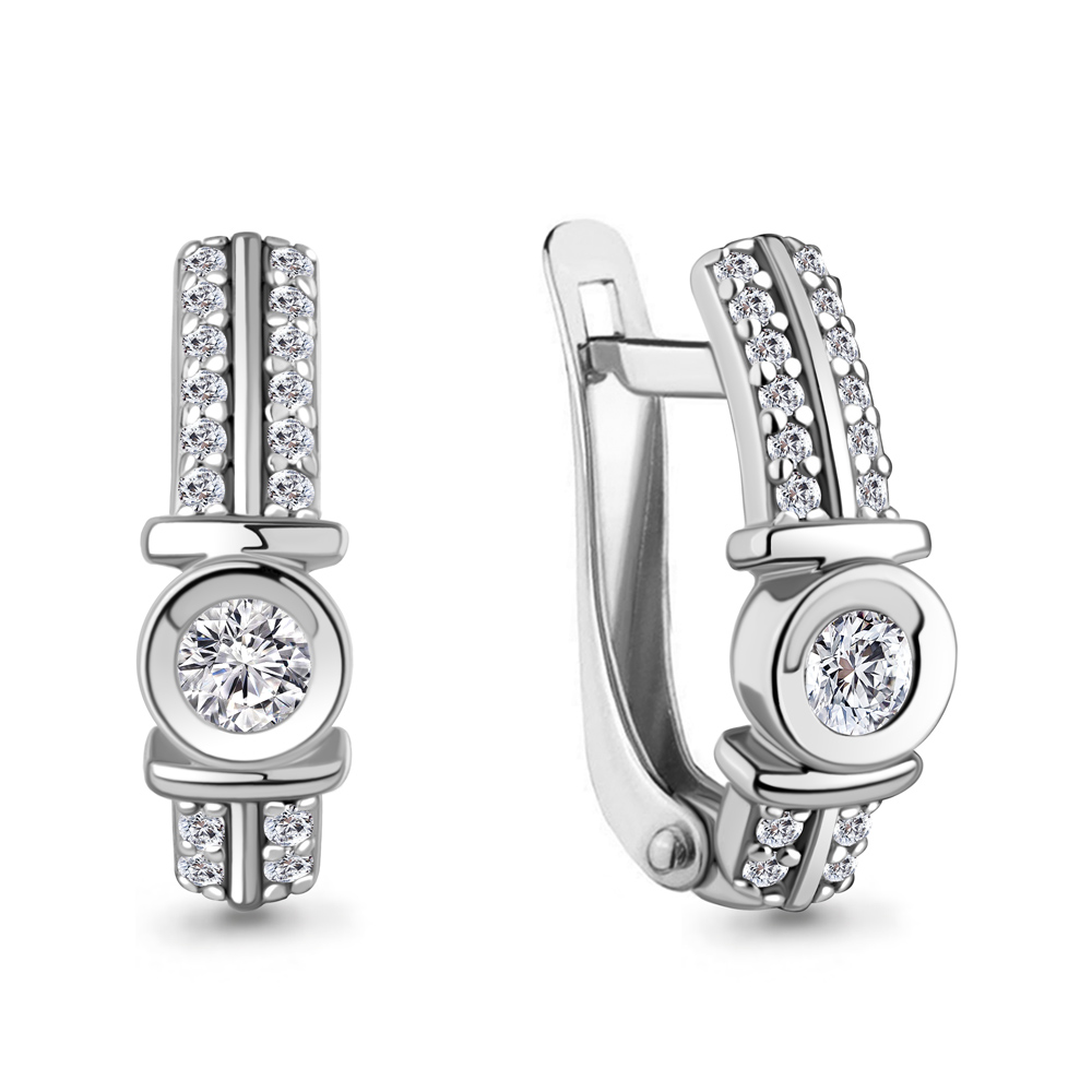 46354А Серьги из Серебра с фианитами