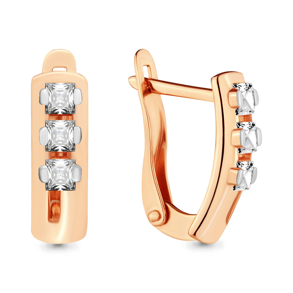 46391 Серьги из Золота с фианитами из коллекции "Отражение"