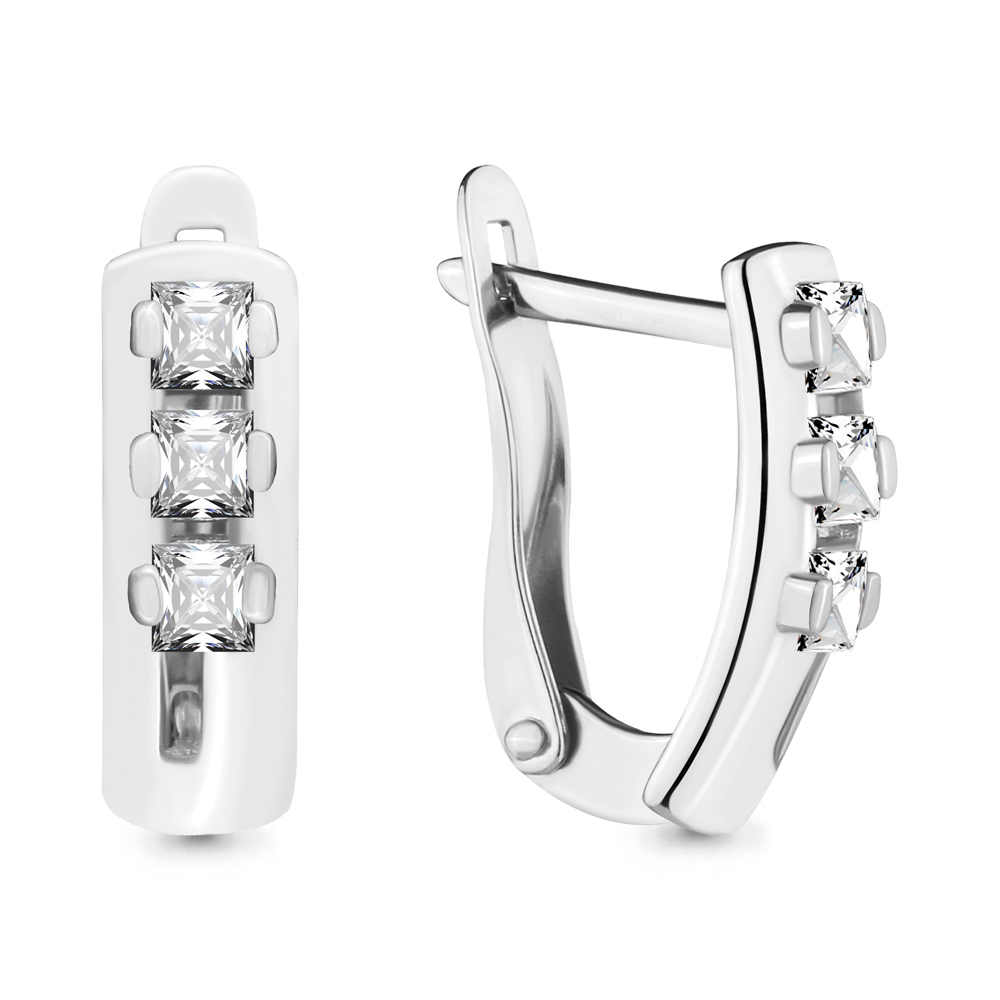 46391 Серьги из Серебра с фианитами из коллекции "Отражение"