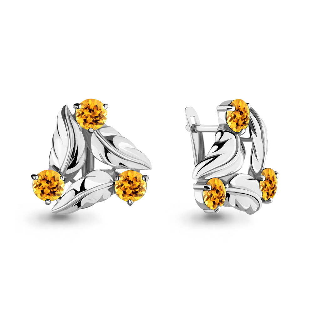 4641806 Серьги из Серебра с цитринами