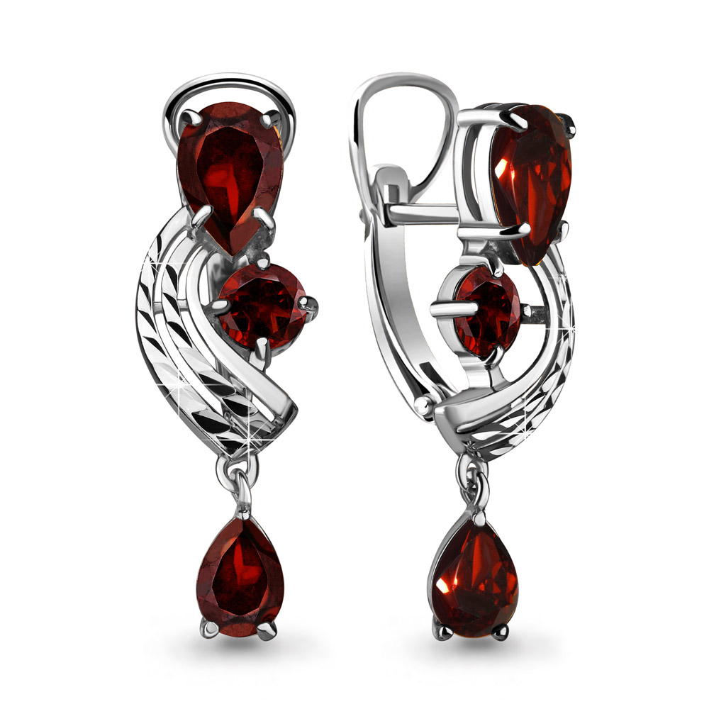 4641903 Серьги из Серебра с гранатами