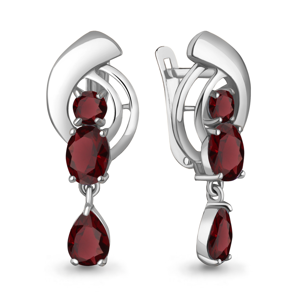 4642003 Серьги из Серебра с гранатами