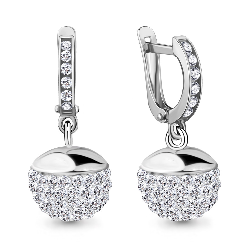 46531А Серьги из Серебра с стёклами, фианитами