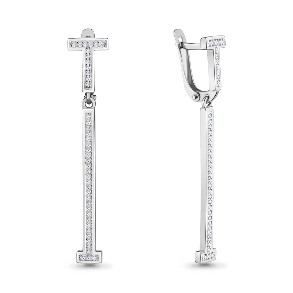 46770А Серьги из Серебра с фианитами