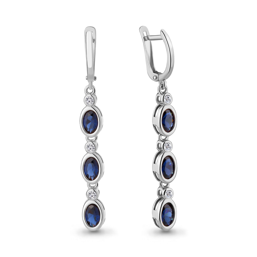 46844101Б Серьги из Серебра с стёклами, фианитами