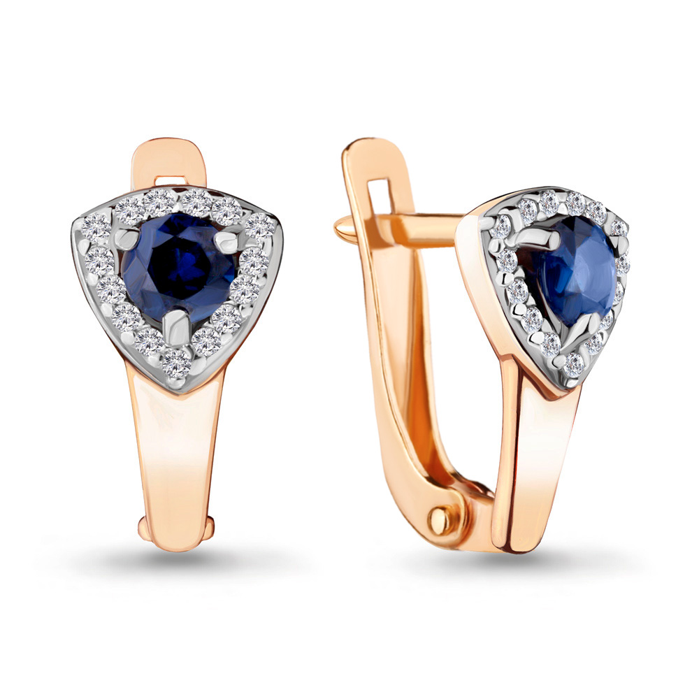 46927АБ Серьги из Золота с наносапфирами, фианитами
