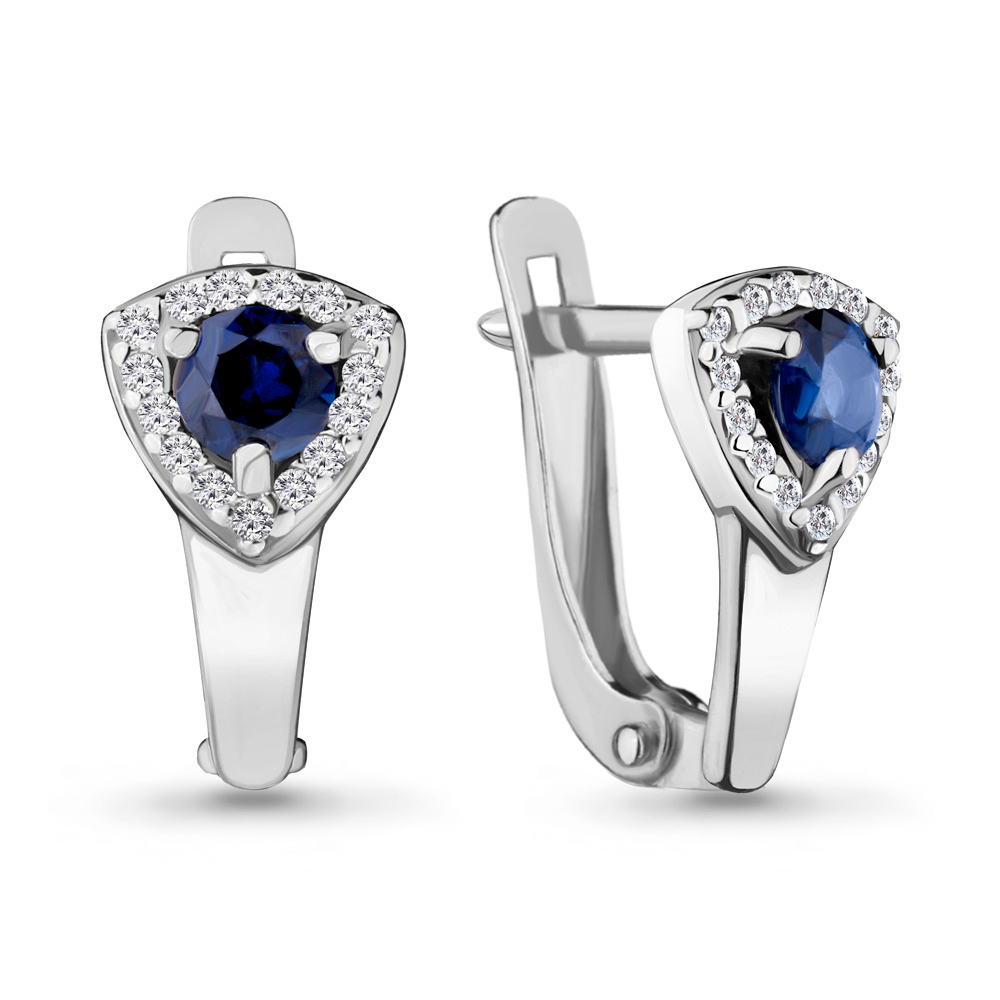 46927АБ Серьги из Серебра с наносапфирами, фианитами