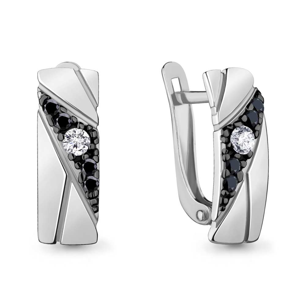 46965АЧ Серьги из Серебра с нанокристаллами, фианитами