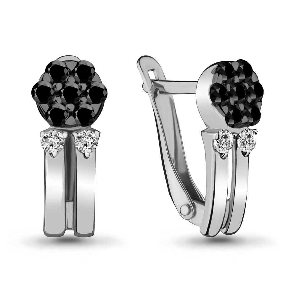 46971АЧ Серьги из Серебра с нанокристаллами, фианитами