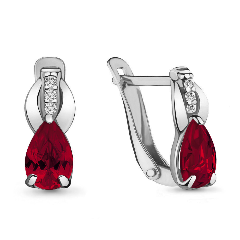 46982101В Серьги из Серебра с стёклами, фианитами из коллекции "Happy"