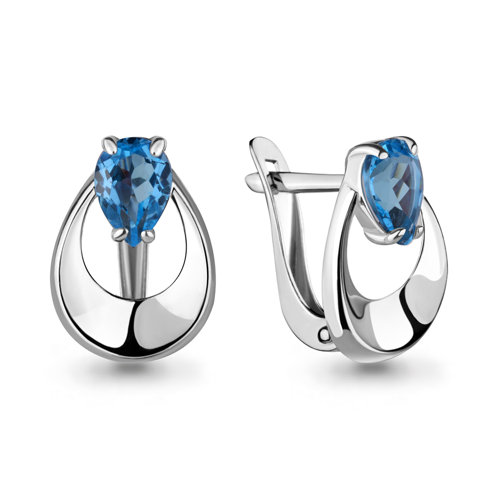 4700405 Серьги из Серебра с топазами свисс блю