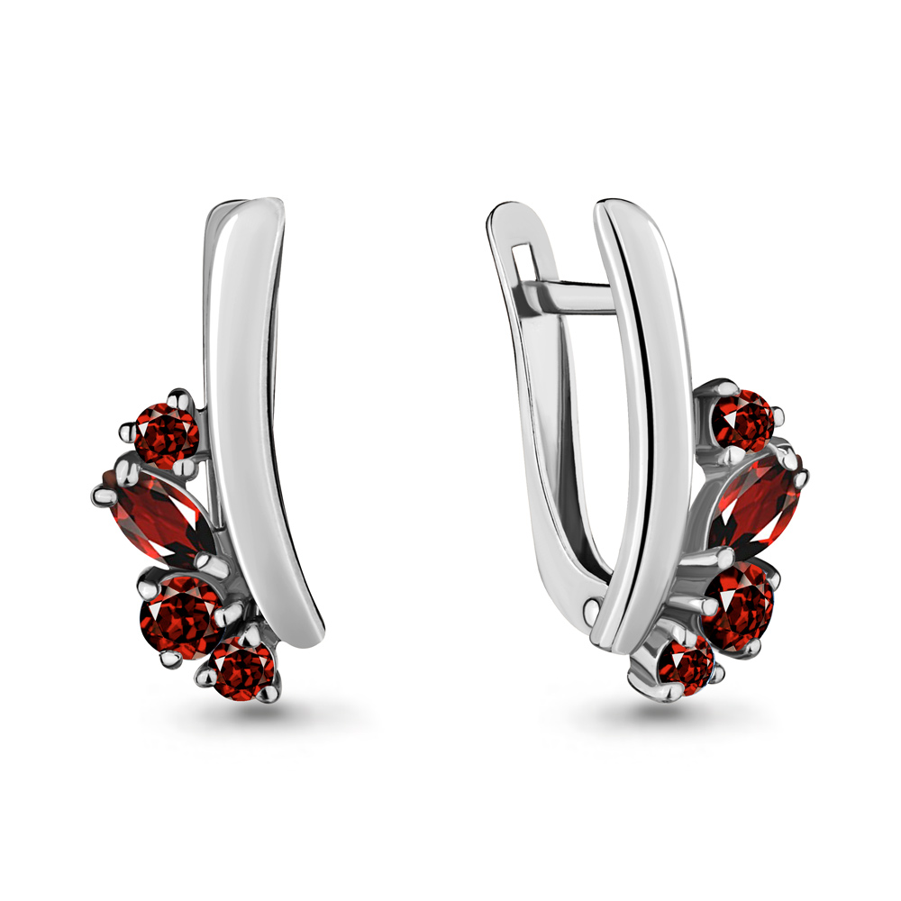 4701403 Серьги из Серебра с гранатами