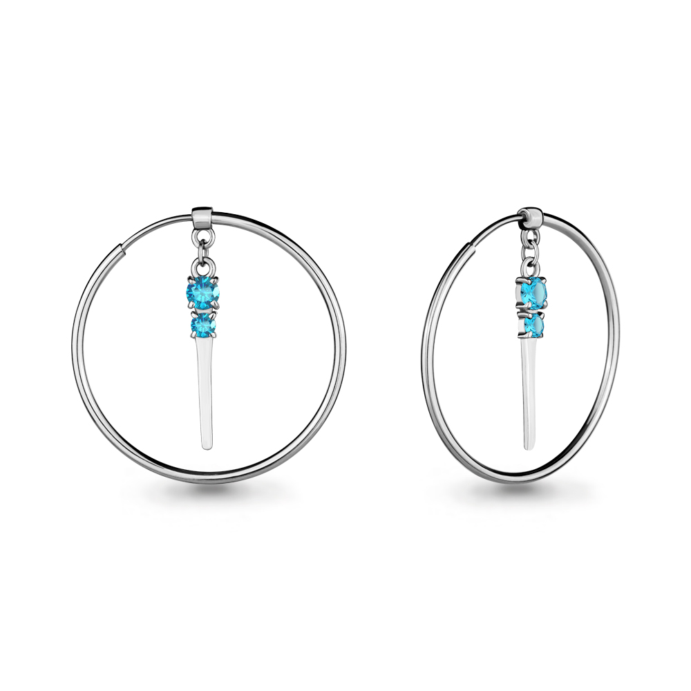 4701605 Серьги из Серебра с топазами свисс блю