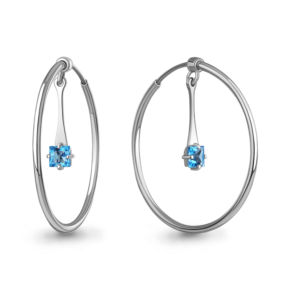 4701705 Серьги из Серебра с топазами свисс блю